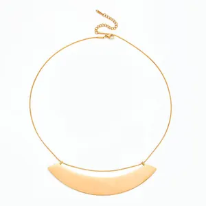 Detail van de gouden roestvrijstalen ketting met halve maan hanger en een slangenketting