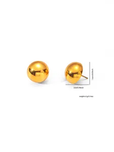 Orecchini a perno semisferici dorati lucidi, misura 1,6cm x 2cm e peso di 4,5g