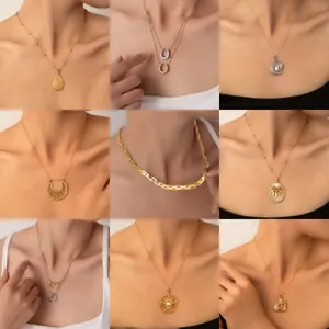 Collana in Acciaio Inossidabile per Donna Placcata Oro 18K Acciaio al Titanio Pendente Cuore Girasole Gioielli Eleganti