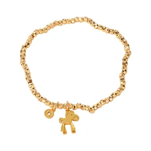 Pulsera de cuentas bañada en oro de estilo nuevo chino con colgantes de pony y moneda