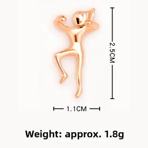 Detail view showing dimensions of rose gold gymnast portrait clip-on earring