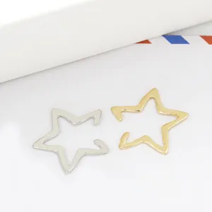 Minimalist hollow star ear cuffs in gold and silver finish for non-pierced ears