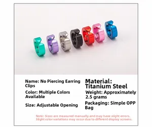 Ear cuff colorati in acciaio al titanio senza buco con apertura regolabile in varie tonalità