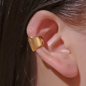 Minimalistische Poliert Kupfer Ohrklemmen Ohne Piercing Geometrische Breite Ohrclips Schmuck Für Herren Damen Punk Vintage
