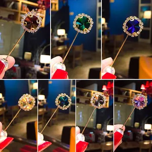 Elegant crystal and pearl lapel pins in seven colors with vintage gold finish