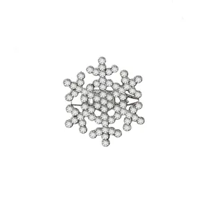 Elegant silver snowflake brooch with sparkling rhinestones for winter outfits