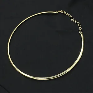 Minimalist Alloy Metal Rigid Choker Necklace Punk Bold Polished Geometric Torque Necklace With Adjustable Chain