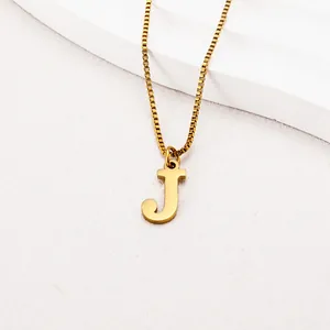 Gold stainless steel Venetian chain necklace featuring a small letter J pendant