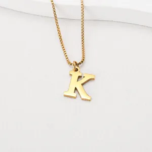 Minimalist gold-plated stainless steel necklace with a polished letter K pendant
