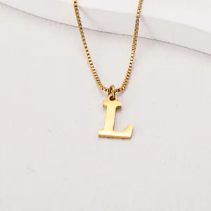 Elegant gold-plated stainless steel necklace featuring a polished letter L pendant