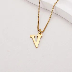 Gold plated stainless steel necklace featuring a minimalist capital letter V pendant