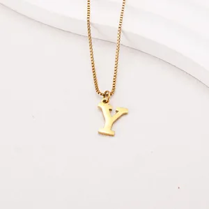 Golden stainless steel box chain necklace featuring a minimalist letter Y pendant
