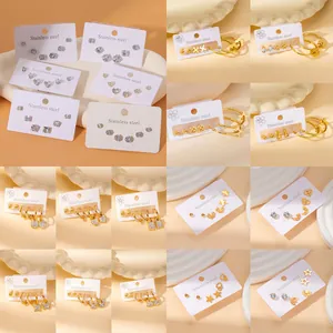 Stainless Steel Earrings Set For Women Gold Silver Light Luxury Heart Flower Butterfly Star Zirconia Stud Hoop Earrings Fashion Jewelry
