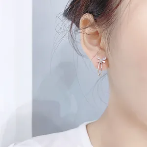 Japanischer Stil Zirkonia Schleife Ohrstecker Für Damen Mit 925 Sterling Silber Ohrstecker-Stift Modischer Schmuck Ohrringe