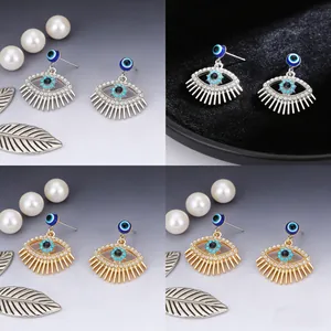 Boheems Boze Oog Sieraden Set Strass Zinklegering Kwastje Oorbellen Halsketting Armband Voor Vrouwen Mode Accessoires