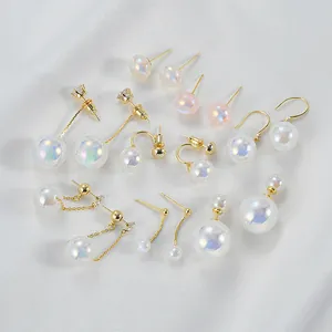 Zeemeermin Iriseerend Kunstparel Druppel Oorbellen Met 925 Sterling Zilver Stift Verguld Zirkonia Hangoorbellen Voor Dames