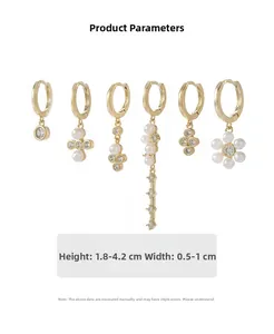 Größentabelle für Perlenohrringe Set mit Zirkonia Abmessungen von 1,8 bis 4,2 cm Höhe