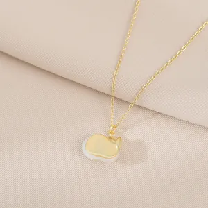 Elegant gold plated rabbit pendant necklace with faux jade stone for women