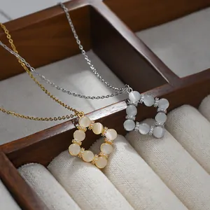 Copper Zirconia Cat's Eye Stone Square Pendant Necklace Real Gold Plated Niche Design Clavicle Chain For Women Elegant Fashion Jewelry