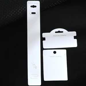 Three sizes of white cardboard display cards for jewelry with Fashion Jewelry print