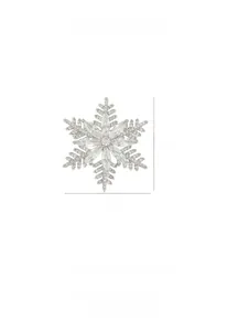 Detailed dimensions of silver snowflake brooch with marquise and round cubic zirconia