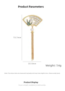 Détail de la broche en forme d'éventail avec mesures indiquant une longueur de 73,7 mm