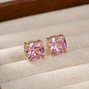 Minimalistische Vierkante Zirkonia Oorknopjes Met 925 Sterling Zilver Stift Geometrische Holle Koperen Sieraden Voor Vrouwen