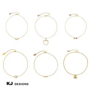 Gold Plated Copper Necklace For Women Fashion Heart Pearl Pig Round Pendant Minimalist Chain Jewelry Accessories Daily Gift