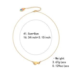 Gold necklace with heart pendants and pearl detail featuring 41.5cm length and lobster clasp