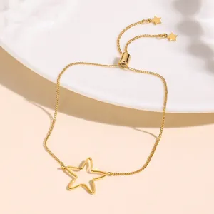 Elegant gold-plated star charm bracelet with adjustable slider clasp for custom fit