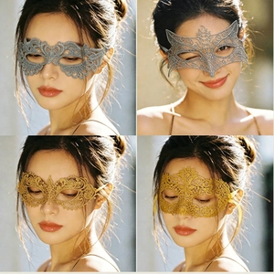 Lace Masquerade Mask Hollow Out Party Eye Mask Halloween Costume Props Glitter Phoenix Fox Style For Women Men