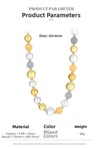 Dettagli collana perline vetro multicolore 43+6cm con rame, pietra e perle ABS incluse