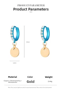 Detail view of colorful geometric earrings showing dimensions and 2.5cm height
