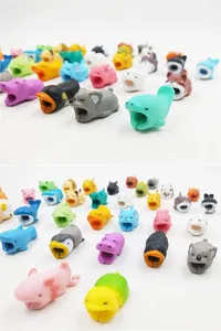 Collection of various cartoon animal silicone cable protectors for charging wire durability