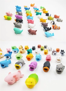 Assorted colorful silicone animal cable protectors for phone charging cord protection