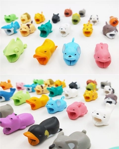 Assorted animal cable protectors including shark, duck, and cat for charging wires