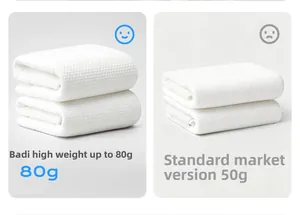Comparison showing extra thick 80g honeycomb texture vs standard 50g disposable bath towel