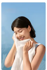 Detailed waffle texture of thick disposable facial towel for sensitive skin care