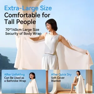 Thick disposable bath towel 70x140cm for travel, soft waffle texture used as a wrap or blanket