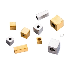 Brushed stainless steel square spacer beads in gold and silver for DIY jewelry making