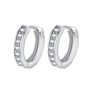 Elegant S925 sterling silver hoop earrings with seven sparkling cubic zirconia stones