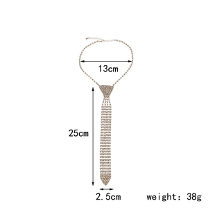 Sparkling gold rhinestone necktie fringe long necklace for women fashion accessories