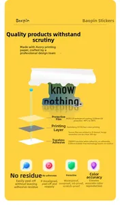 Detailed diagram of waterproof vinyl sticker with UV protection and residue-free adhesive