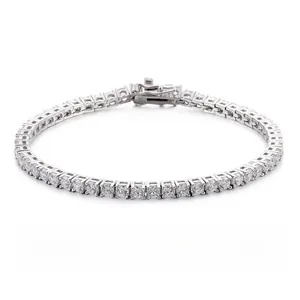 Close-up of sparkling 925 sterling silver tennis bracelet with round cubic zirconia