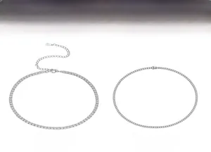 Detail of S925 sterling silver tennis bracelets with extension and fixed length styles