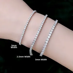 Detailed comparison of 2mm, 2.5mm and 3mm hip hop tennis bracelets with sparkling stones