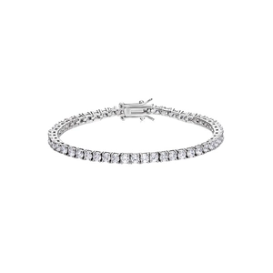 Sparkling S925 sterling silver tennis bracelet with brilliant round cut cubic zirconia