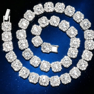 Hip Hop Square Sugar Ice Cube Necklace Bracelet Alloy AAA Rhinestone Cuban Chain Luxury Fashion Jewelry For Men Women