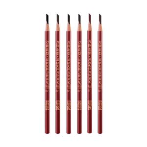 Set of 6 waterproof eyebrow pencils with flat blade tips for precise natural makeup