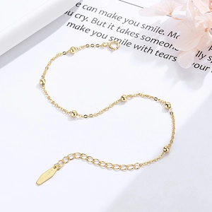 Elegant 18K gold plated S925 sterling silver bead bracelet with adjustable lobster clasp